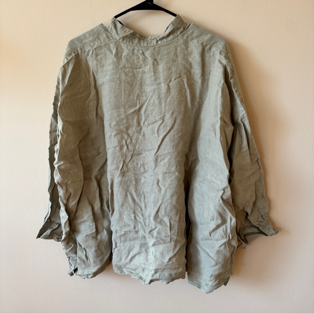 Eskandar Linen Lagenlook Button Down Oversized Blouse Top - Picture 5 of 7
